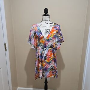 LRL ▪︎ Women's Swim Cover-up, Colorful Tropical Print, Size L, Like New